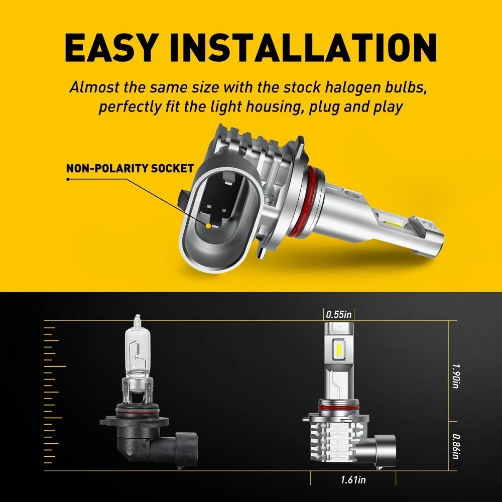 2X LED Headlight Bulbs for AUXITO 9006 HB4 (High Low Beam, 6500K)