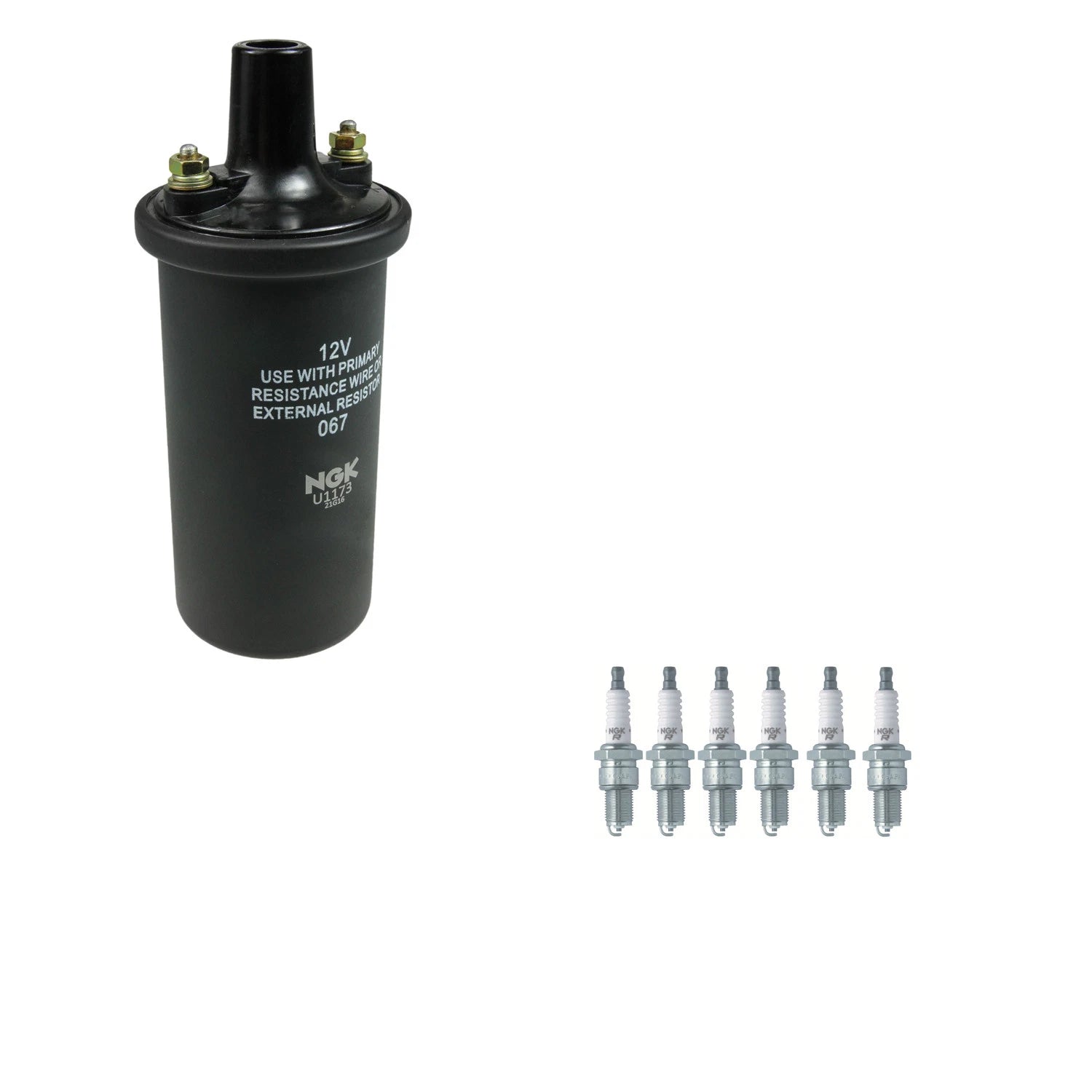 NGK Ignition Coil & 6 Nickel Spark Plugs Kit for C10 C20 C30 K15 K20 P20 P30