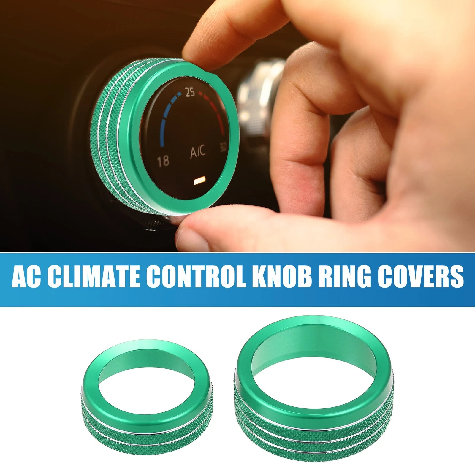 Set of 3 AC Radio Switch Knob Cover Decals for Dodge Durango (2014–2020) Green