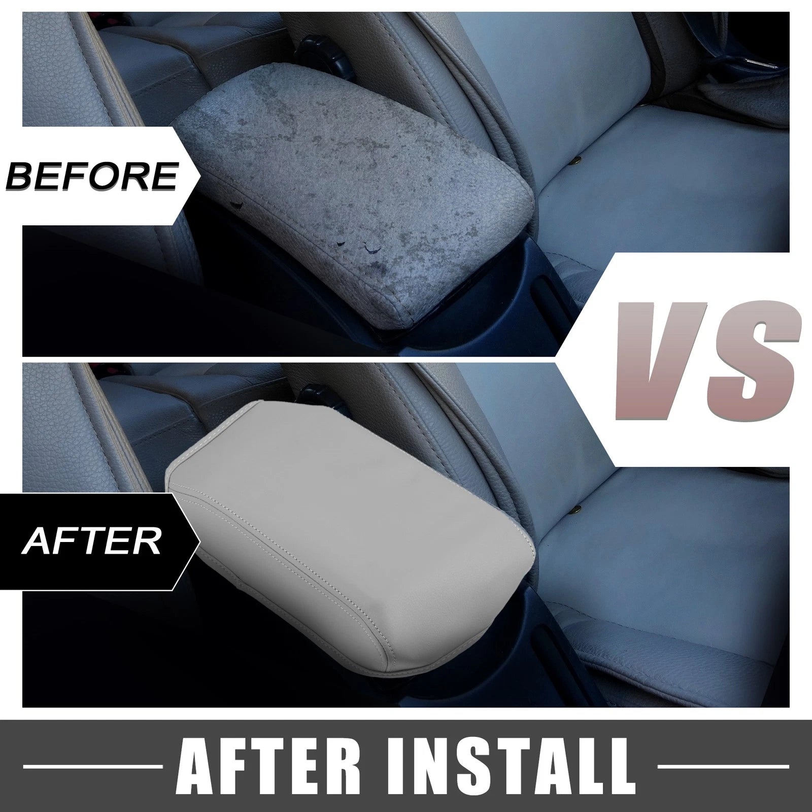 Center Console Armrest Cover for Honda Civic (2012–2015) Faux Leather Gray