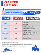 Starter for Arctic Cat 400 ACT (2004–2005) with Relay & Ignition Key Switch