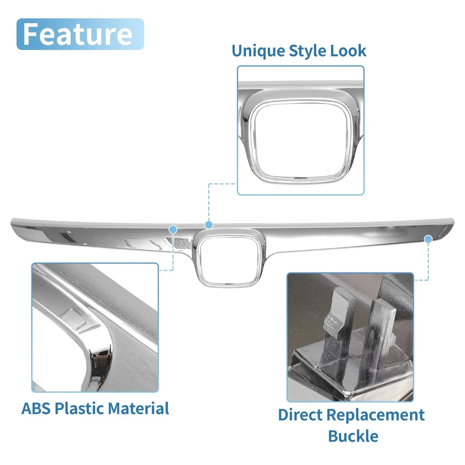 Front Grille Trim for Honda Civic 2006-2008 Chrome Silver Tone