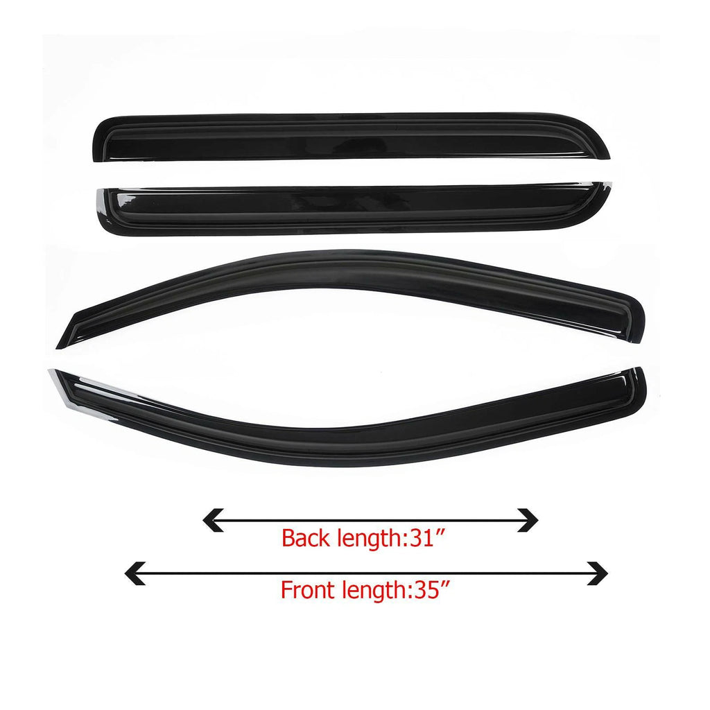Set of 4 Window Visors for Chevy Silverado GMC Sierra Crew Cab (2014–2018)
