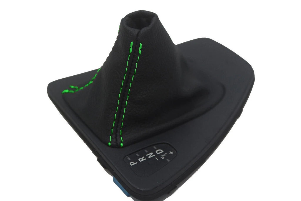 Leather Automatic Shift Boot Cover for BMW E90 (2005–2013) Green Stitch