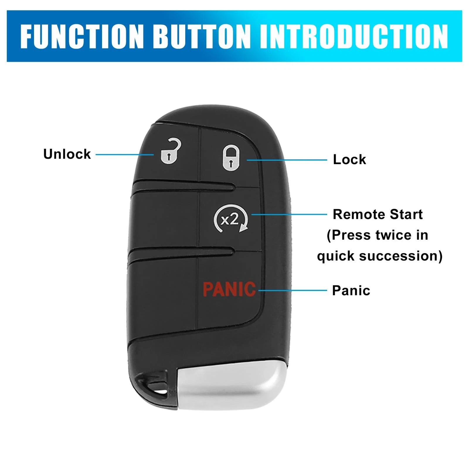 Key Fob Shell Case M3N-40821302 for Dodge Journey (2011–2020)