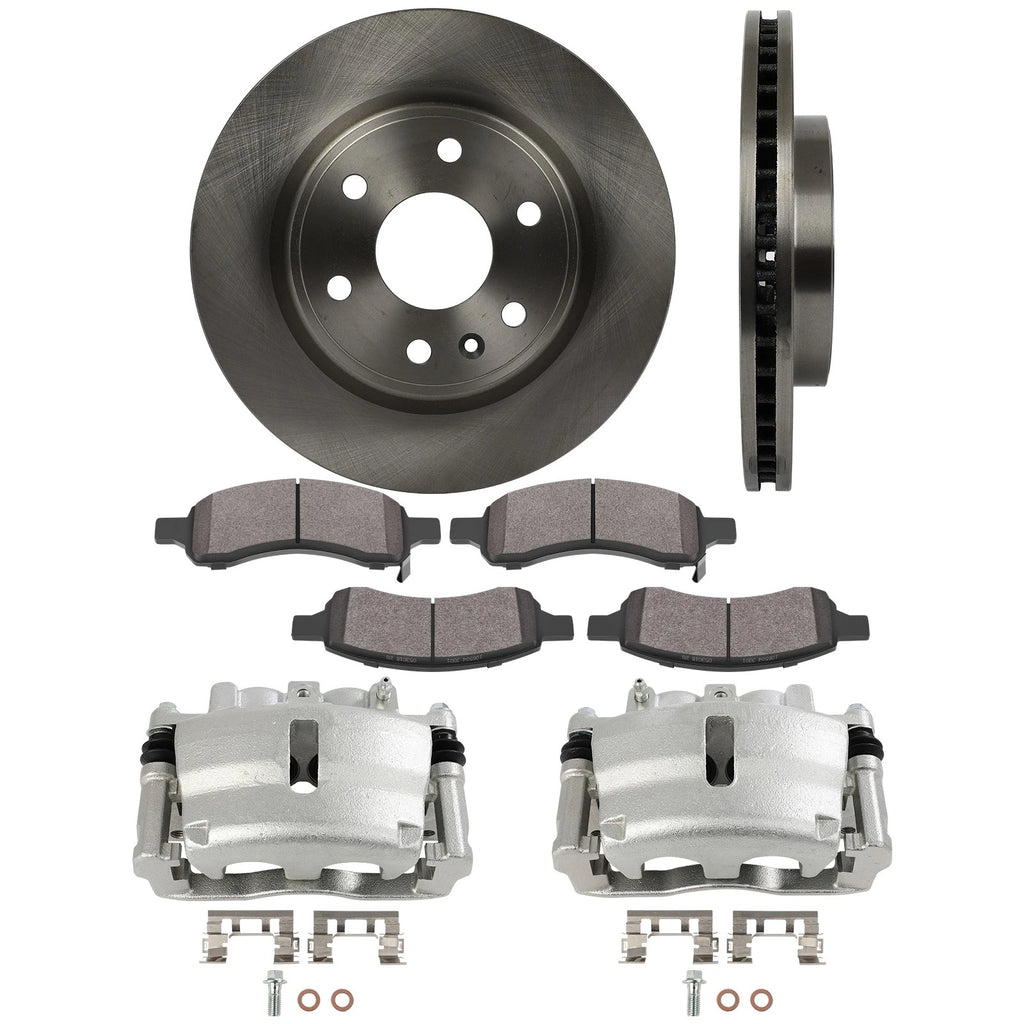 Set of 8 Brake Calipers, Rotors & Pads for Buick Enclave (2008–2017)