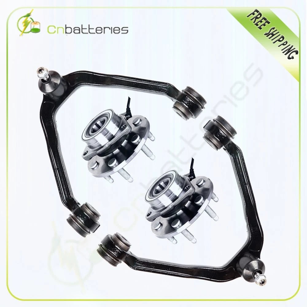 Set of 4 ABS Front Wheel Bearing Hub + Upper Control Arm for Chevrolet Express 1500