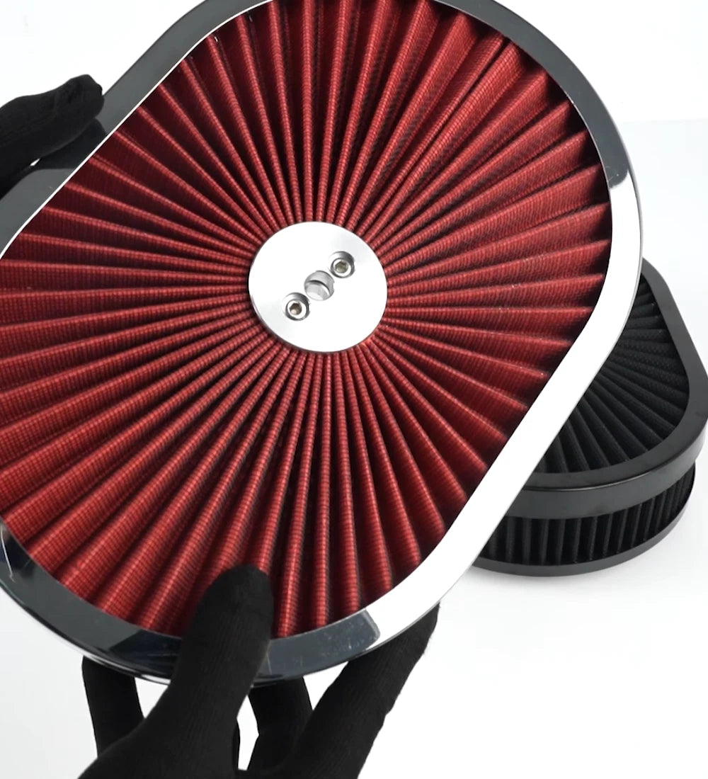 12" Oval Super Flow Thru Air Cleaner for SBC Chevy Ford