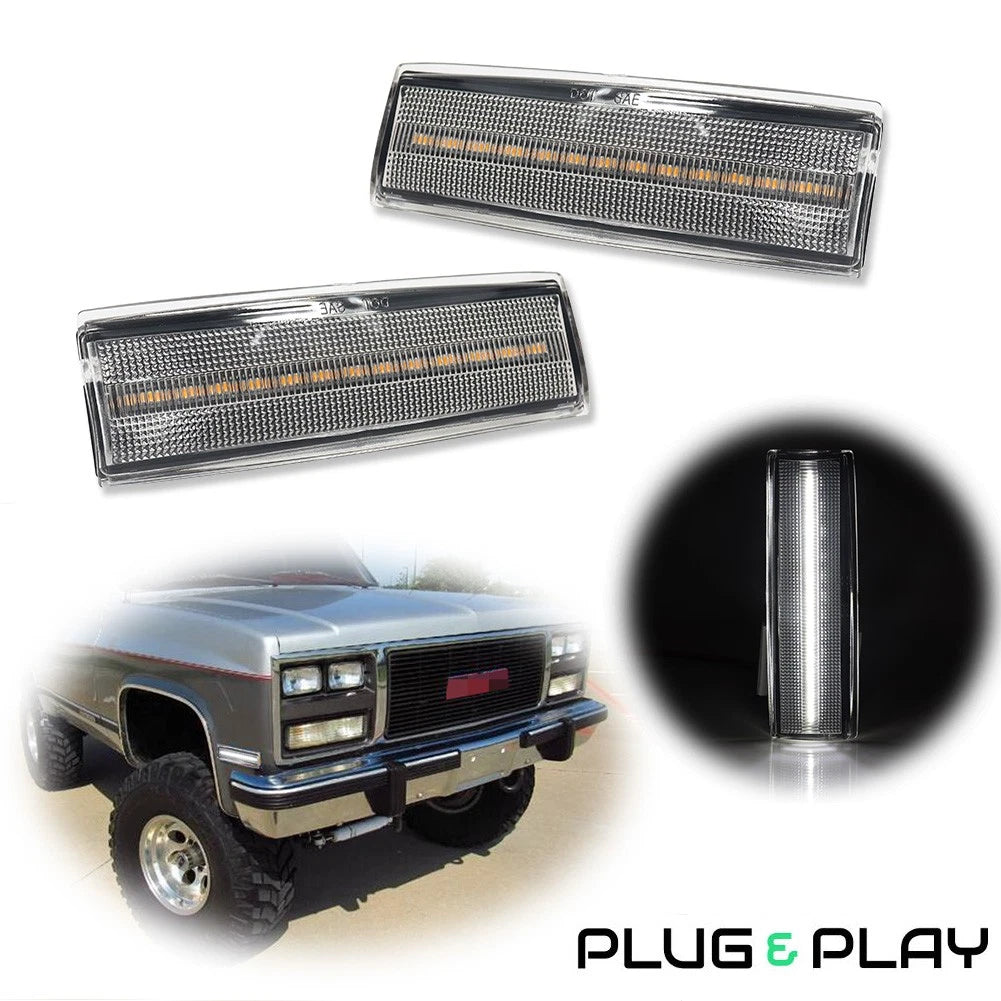 2X Clear White LED Side Marker Lights for Chevrolet S10 GMC S15 Jimmy