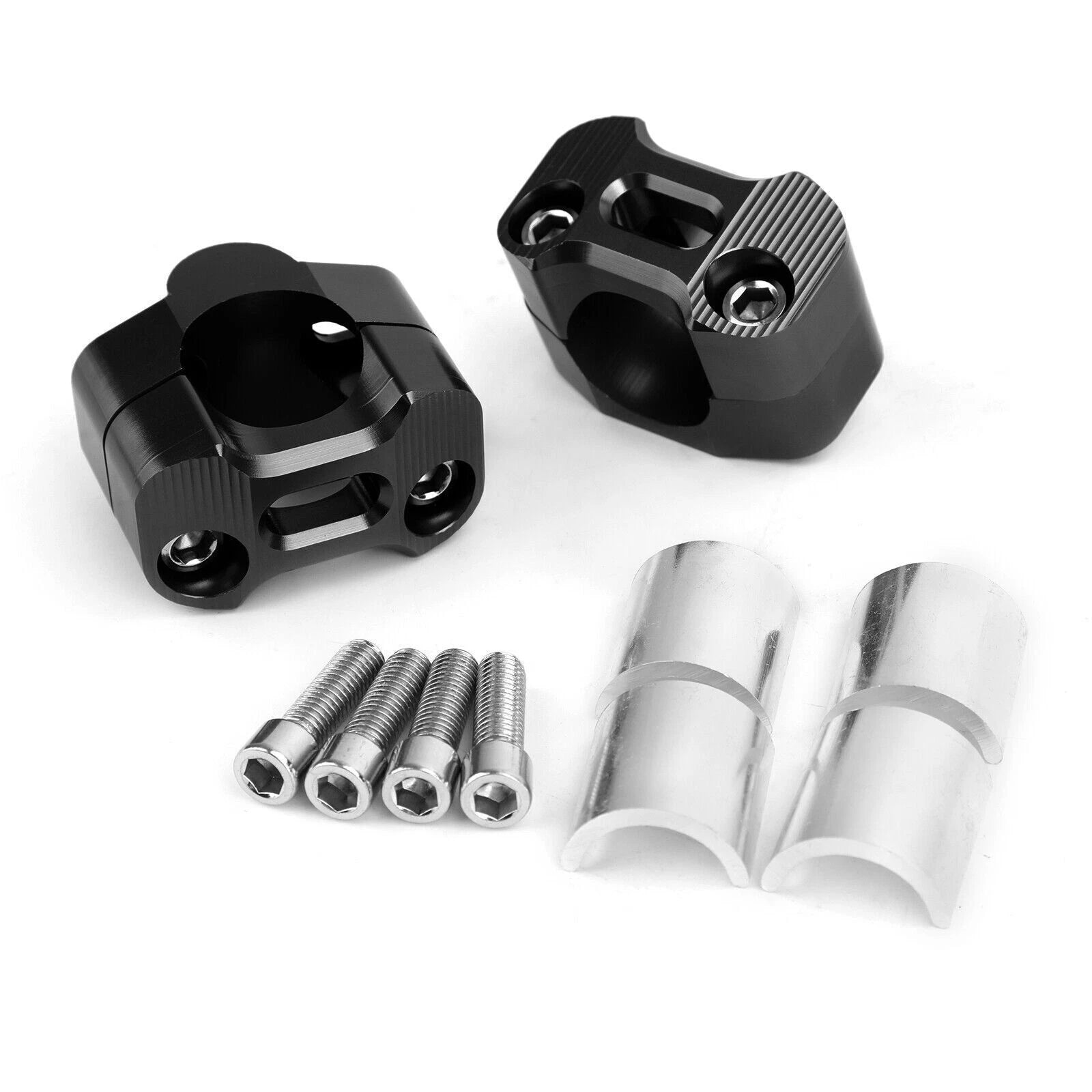 CNC Aluminum Handlebar Risers for Universal Clamp Mount (22-28mm) Black T9