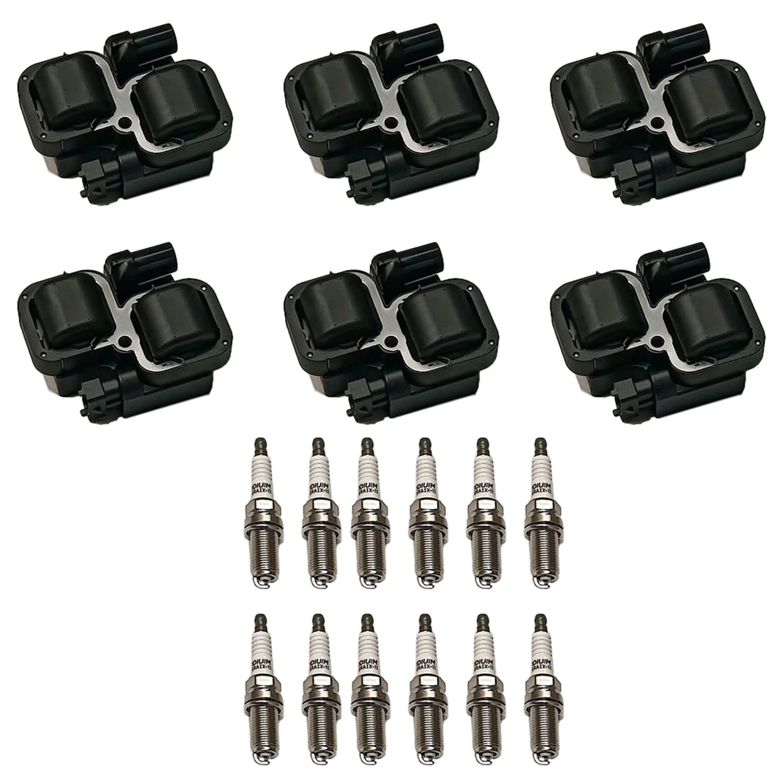 Set of 6 Ignition Coils & 12 Spark Plugs for Mercedes-Benz C-Class 