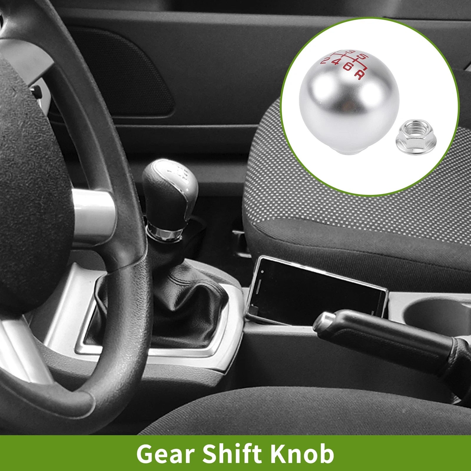 6 Speed Gear Shift Knob for Honda Accord (1990–1997) Aluminum Alloy Silver Tone
