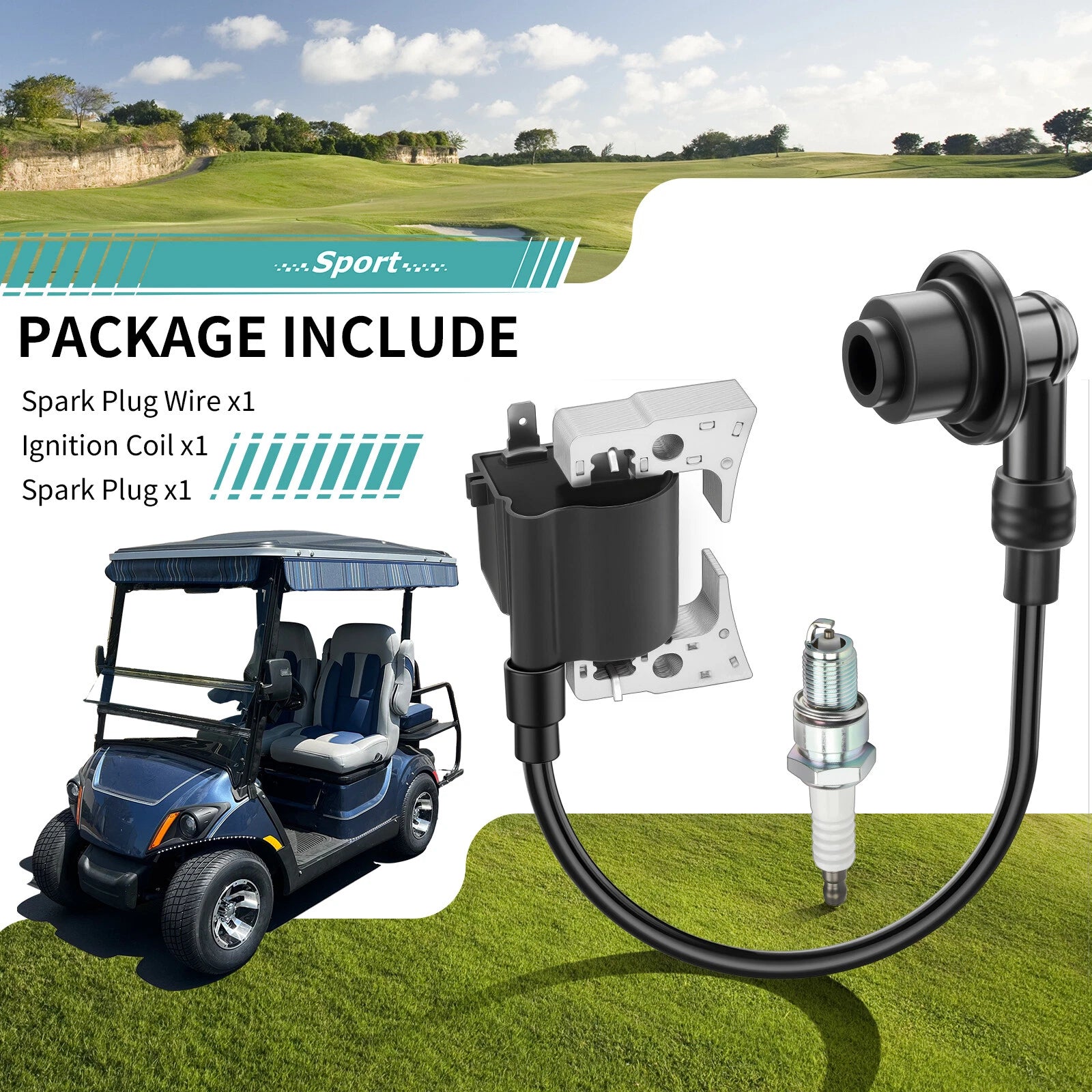 Ignition Coil Spark Plug Wire Cap for Yamaha G11 G16 G20 G21 G23 G22 G27 G28 (1990-2020)