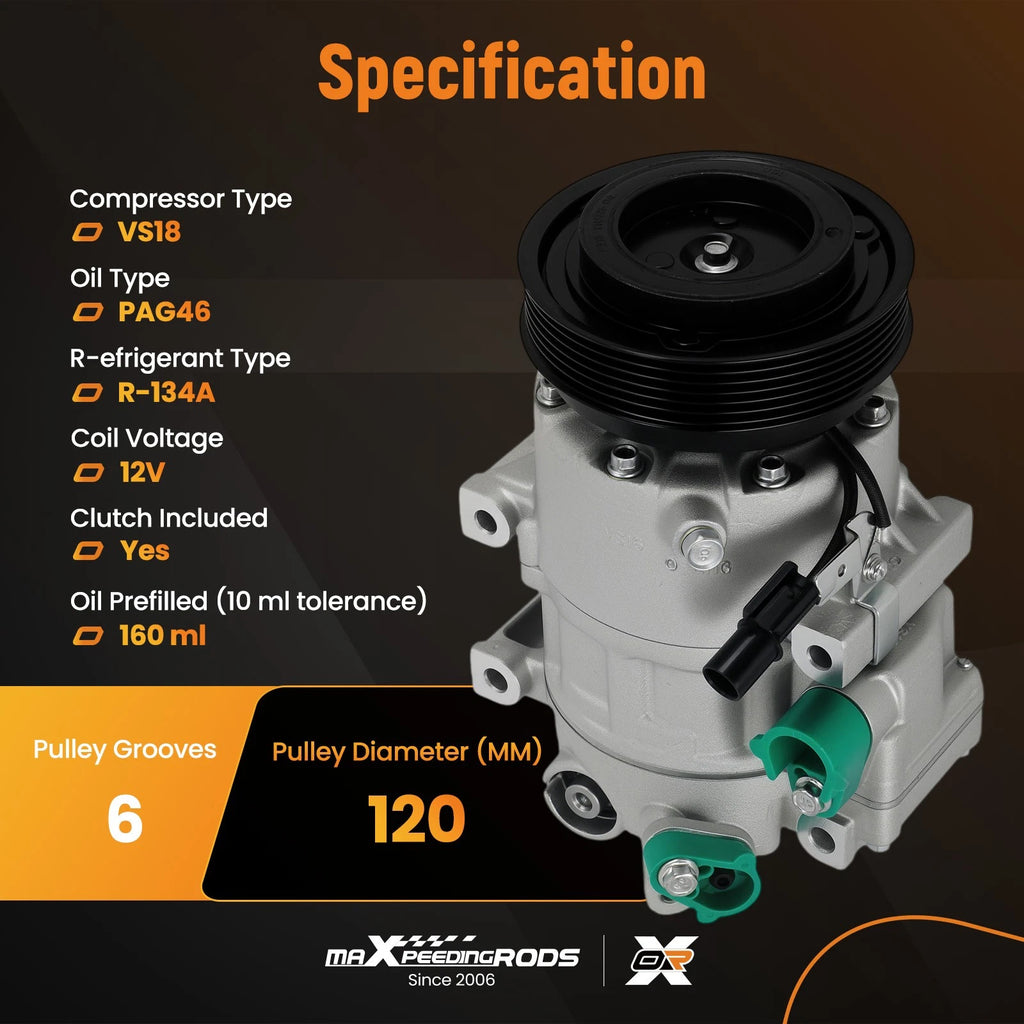 A/C Compressor with Clutch for Hyundai Azera 2007–2011 (3.3L 3.8L)