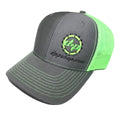 Set of 2 Embroidered DP Logo Snapback Caps - Charcoal Gray/Green Mesh