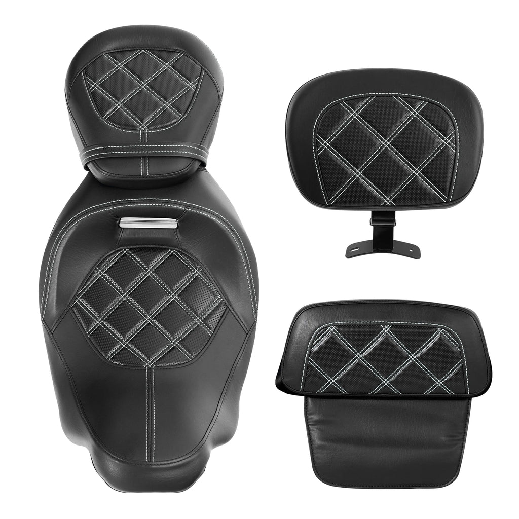 Driver Passenger Seat & Backrest Pad for Harley Touring Street Glide (2014–2023)