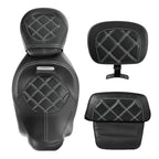 Driver Passenger Seat & Backrest Pad for Harley Touring Street Glide (2014–2023)