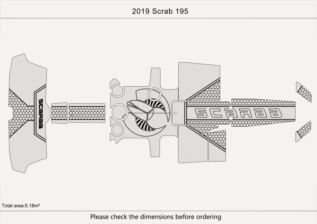 EVA Pads for Scarab 195 (2018) - Faux Teak Cockpit Swim Platform Mats