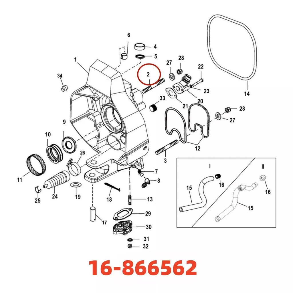 Set of 4 MerCruiser Studs W/Gimbal Housing 16-56296 16-866562