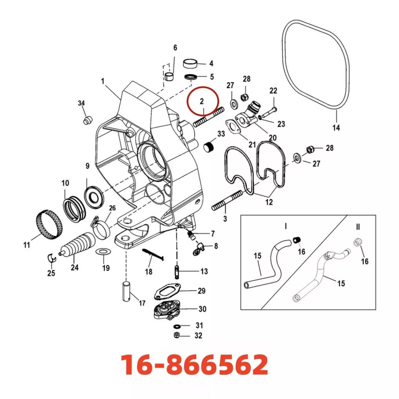 Set of 4 MerCruiser Studs W/Gimbal Housing 16-56296 16-866562