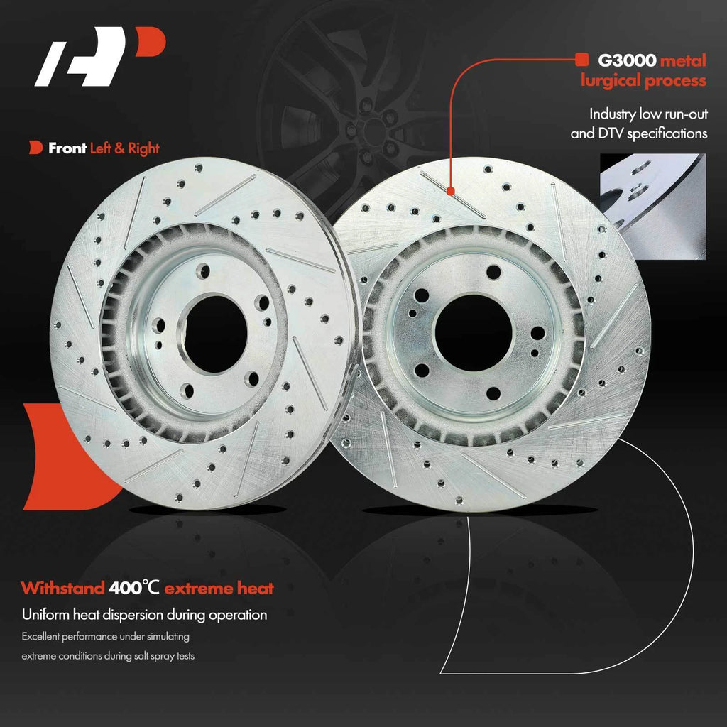 Front Drilled Brake Rotors & Ceramic Pads for Hyundai Sonata (2015–2019)