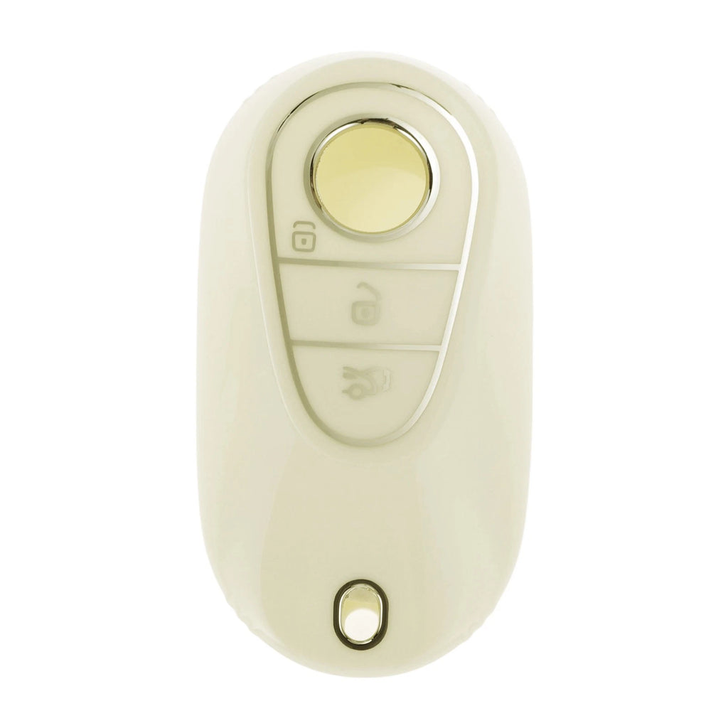 White Silver Edge Car Key Case for Mercedes-Benz C Class (2022–2023)