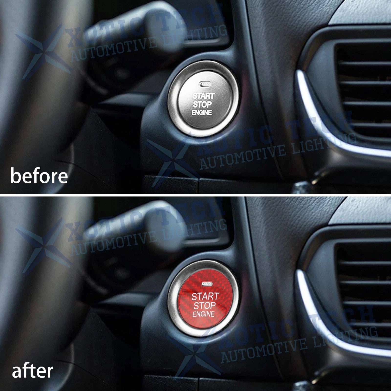 Red Carbon Fiber Engine Start Stop Push Button Cover for Hyundai (2018-2024)
