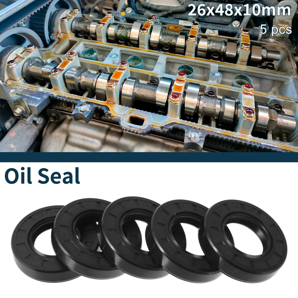 Set of 5 Oil Seal Rotary Shaft Seal NBR Rubber 26x48x10mm