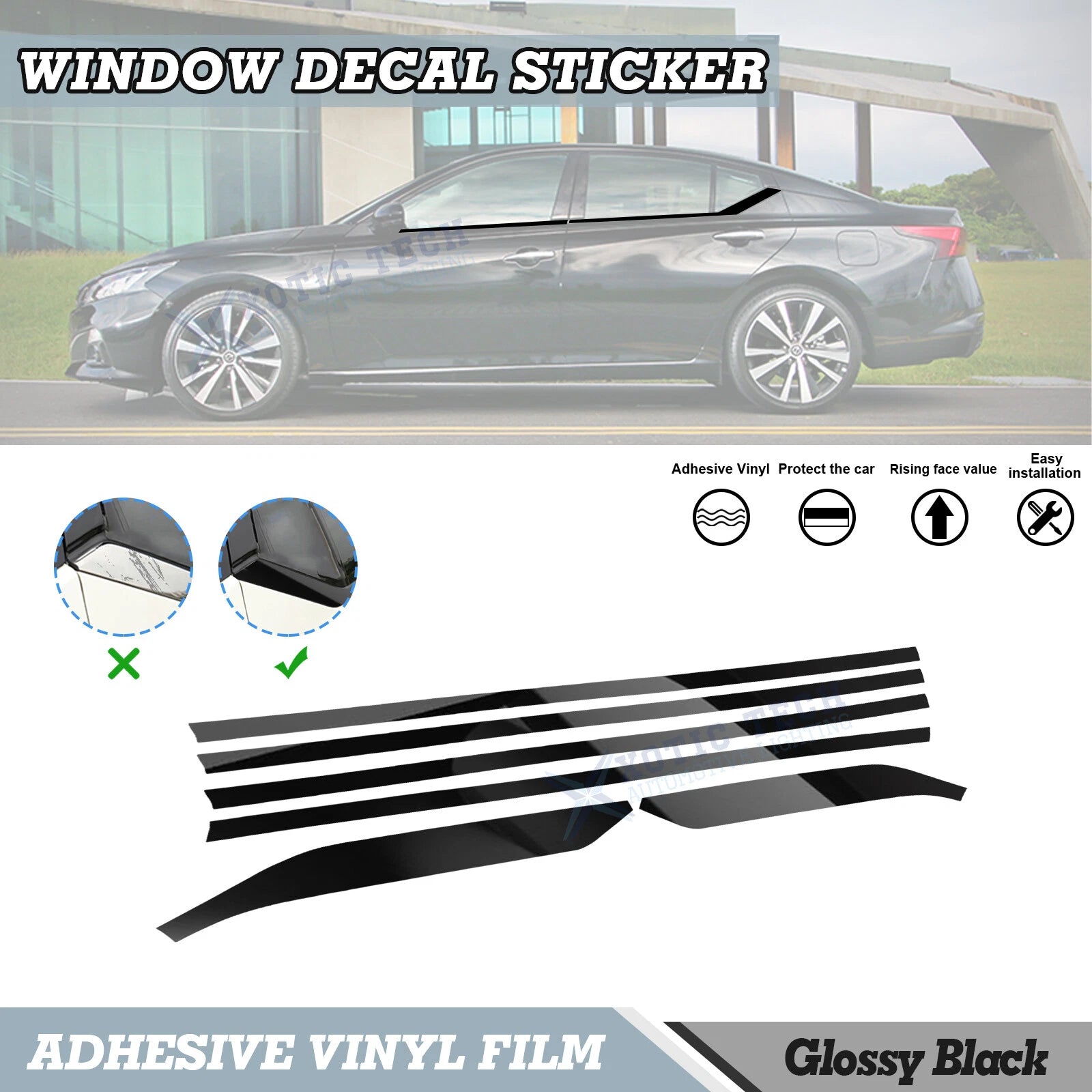 Blackout Window Cover Decal for Nissan Altima (2019–2025)