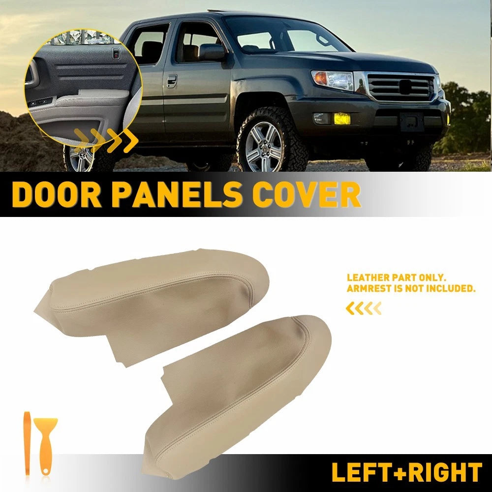 2X Door Armrest Pad Covers for Honda Ridgeline (2006–2014) Beige Leather