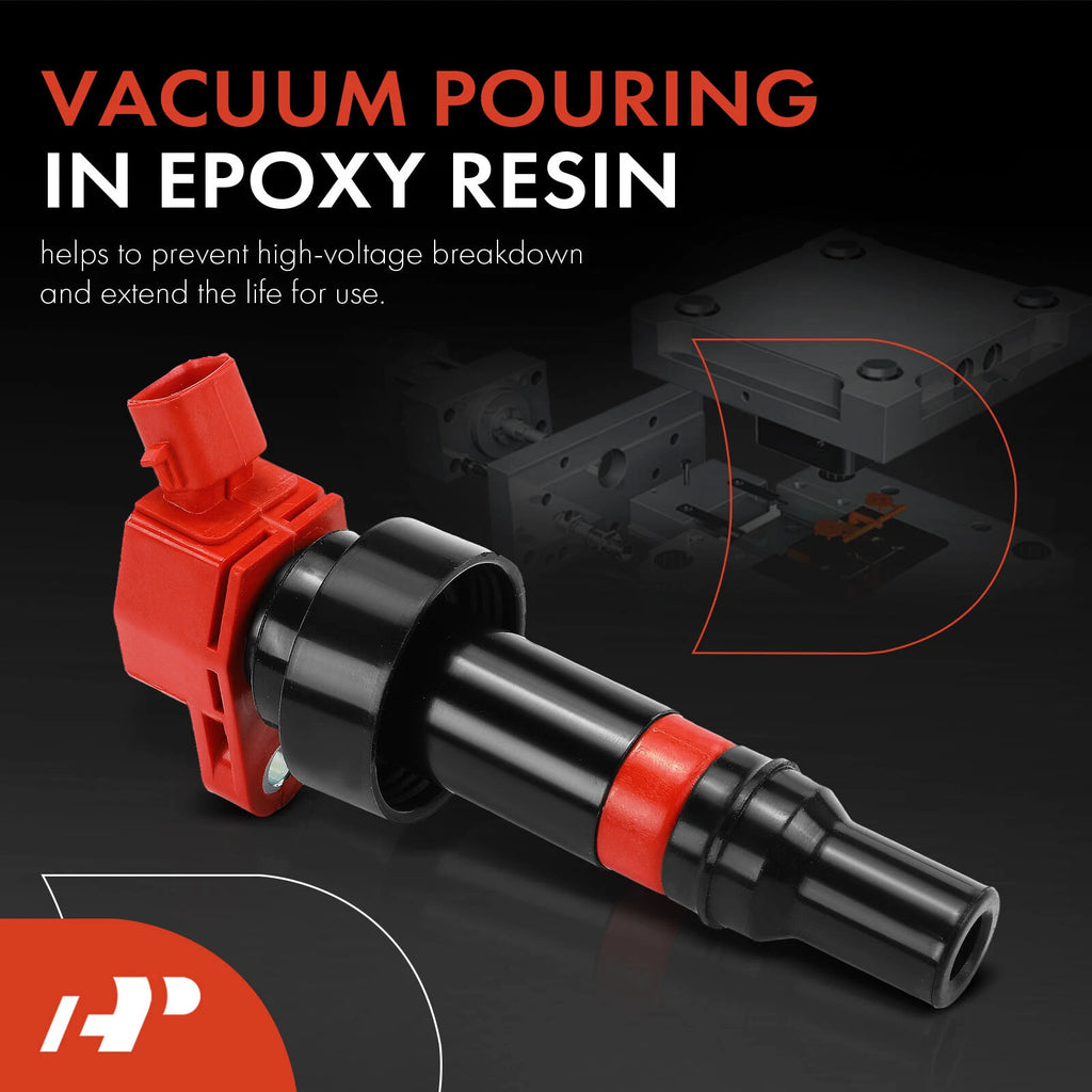 Set of 4 Red Ignition Coils for Kia Soul Rio (2012–2019) Hyundai Accent Veloster