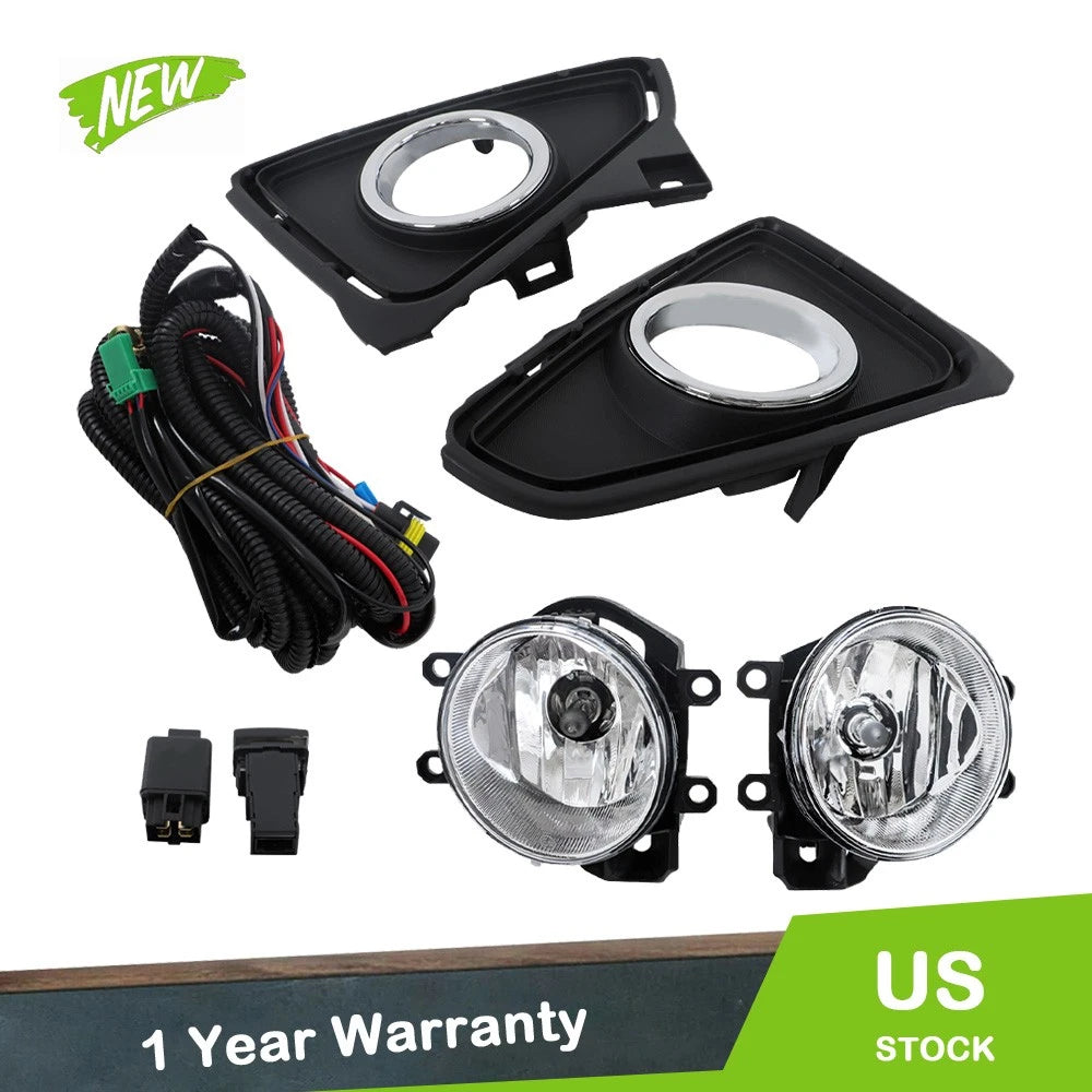 Pair Fog Lamps for Toyota RAV4 (2016–2018) with Wiring and Plated Ring