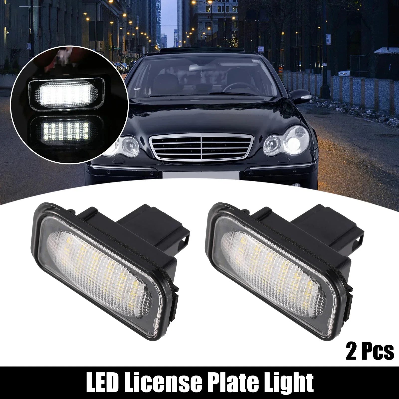 2 x LED License Plate Lights for Mercedes-Benz C320 C350 C230 C280 (2001-2010)
