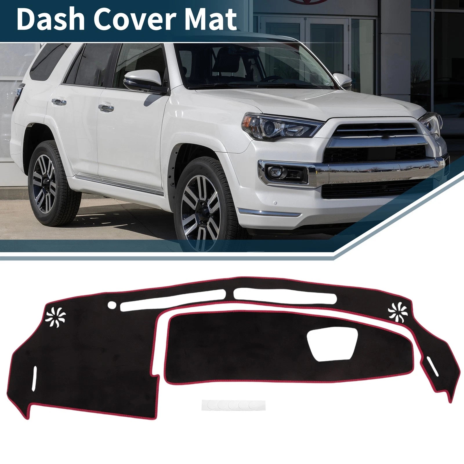Set of 2 Dashboard Dash Cover Mats for Suzuki WagonR MH35S/55S Black Red