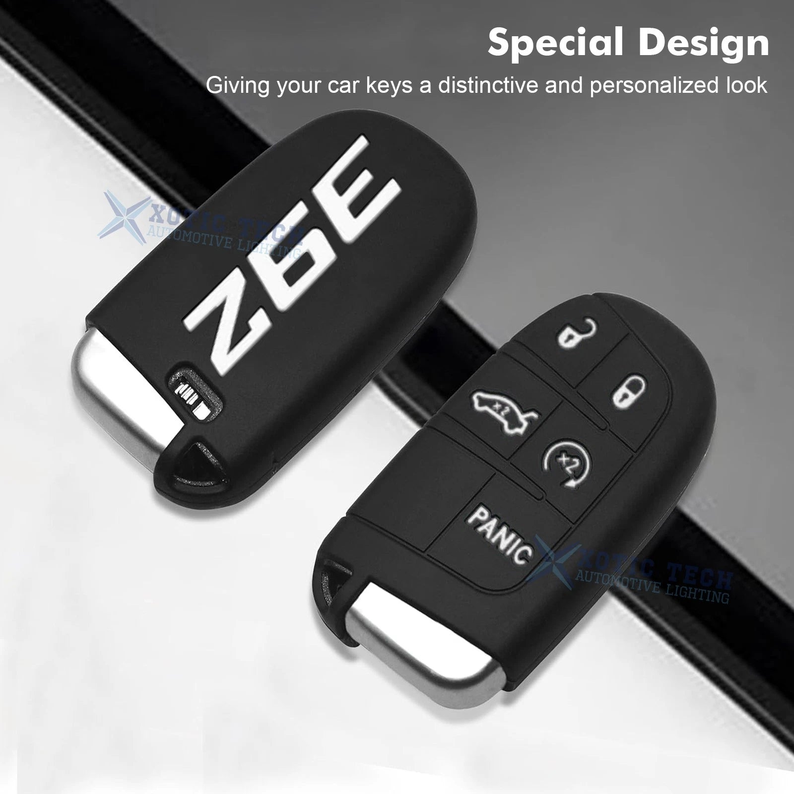 White 392 Silicone Remote Key Chain Shell Cover for Jeep, Chrysler, Dodge (2014-2025)