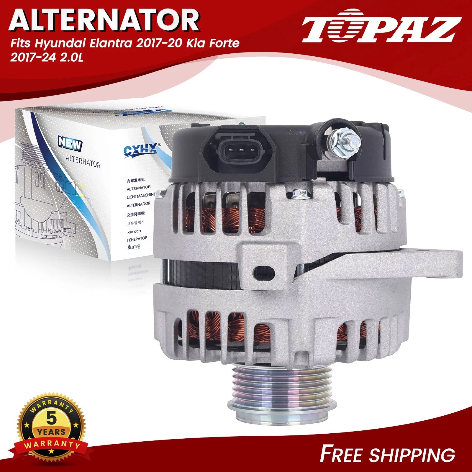 Alternator for Kia Forte (2017–2024) 2.0L 150AMP 12V 6-Groove