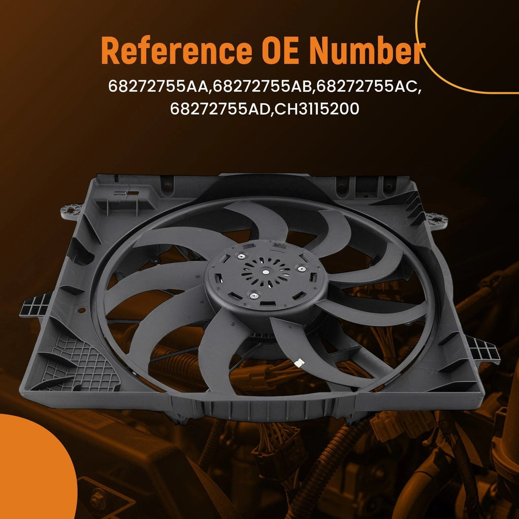 Cooling Fan Assembly 800W for Jeep Wrangler JL (2018–2024) 68272755AB