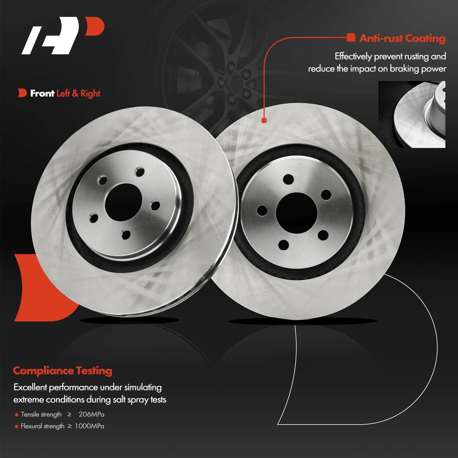 Front Disc Brake Rotors & Ceramic Pads for Ford Edge (2015-2021)