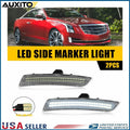 2X Clear Lens White LED Front Side Marker Lights for Cadillac CTS ATS (2015–2020)