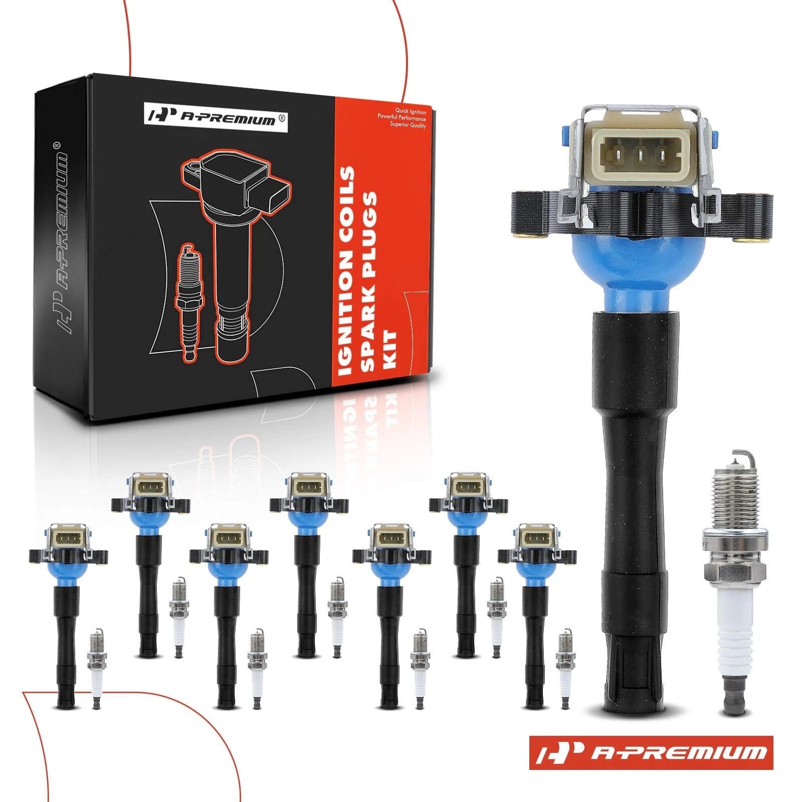 Set of 8 Ignition Coils & Iridium Spark Plugs for Land Rover Range Rover 