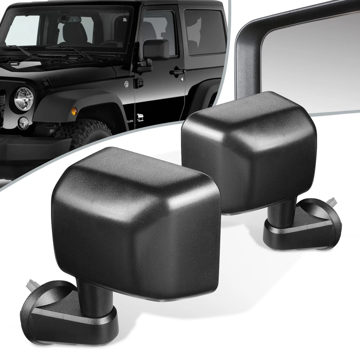 Pair of Manual Side View Door Mirrors for Jeep Wrangler JK (2007–2018) CH1320271 CH1321271