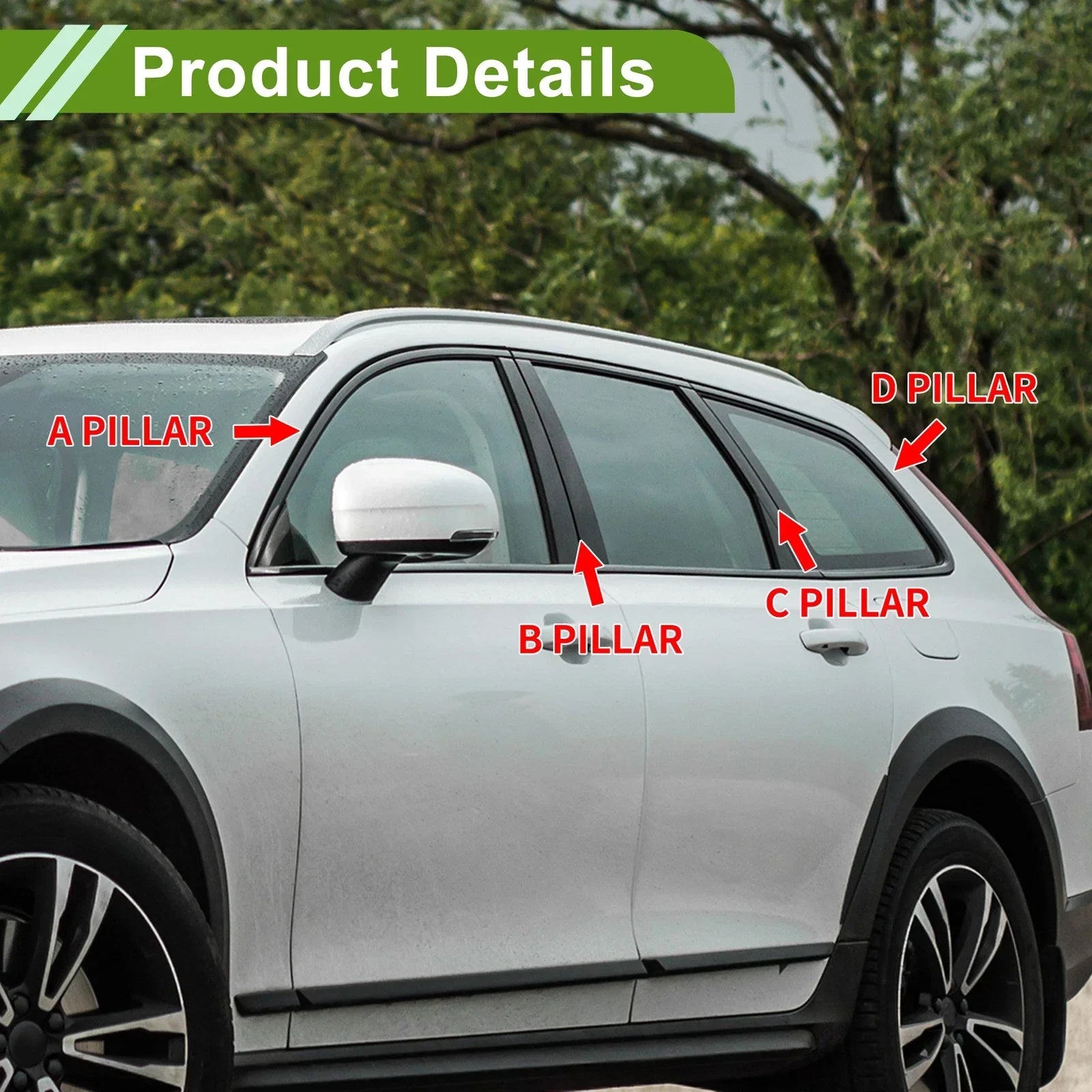 6 Pcs Door Pillar Window Trim for BMW 3-Series Black (1999-2005)