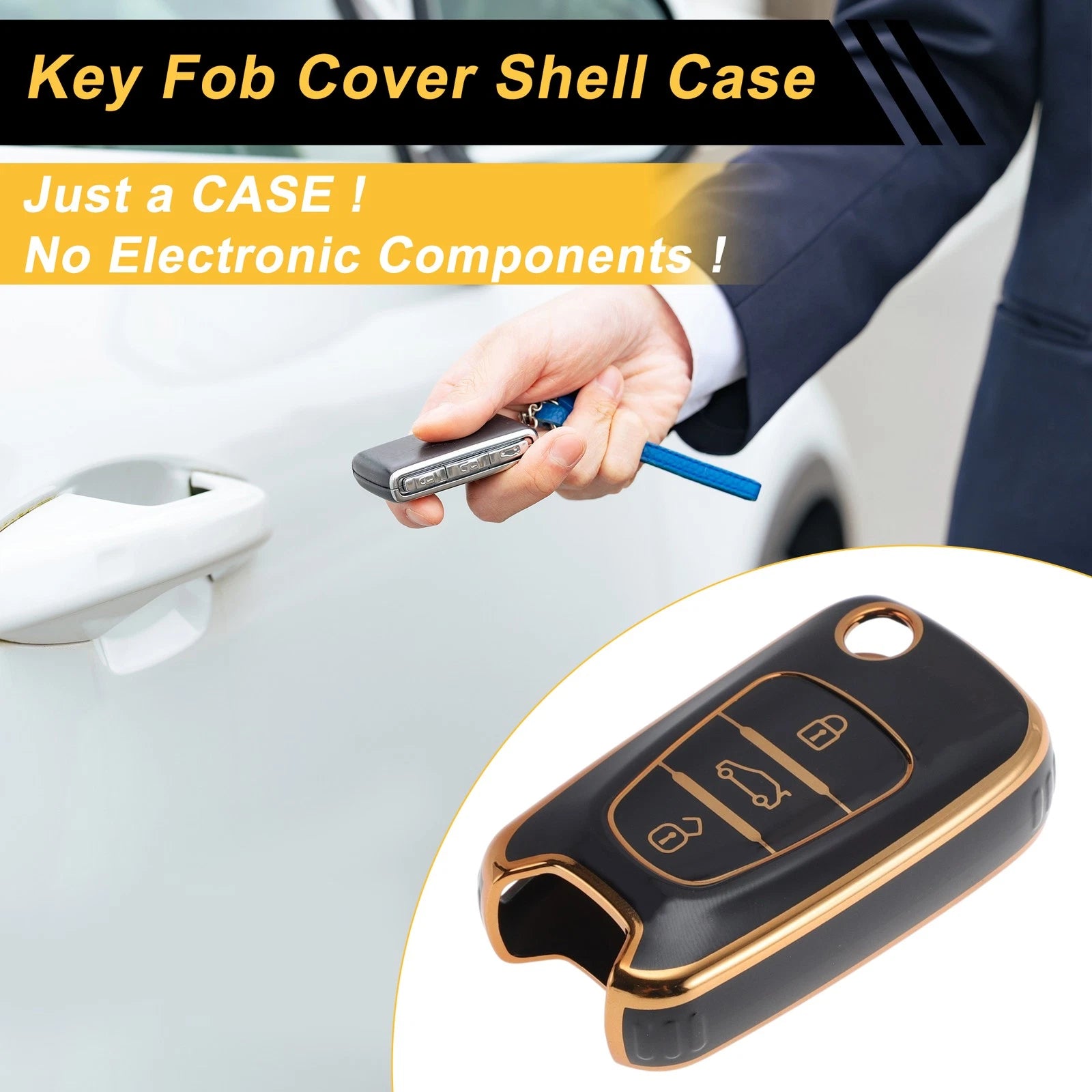 Car Key Case for Hyundai i10 i20 i30 i35 i40 ix20 ix25 ix30 ix35 ix55 (3 Buttons)
