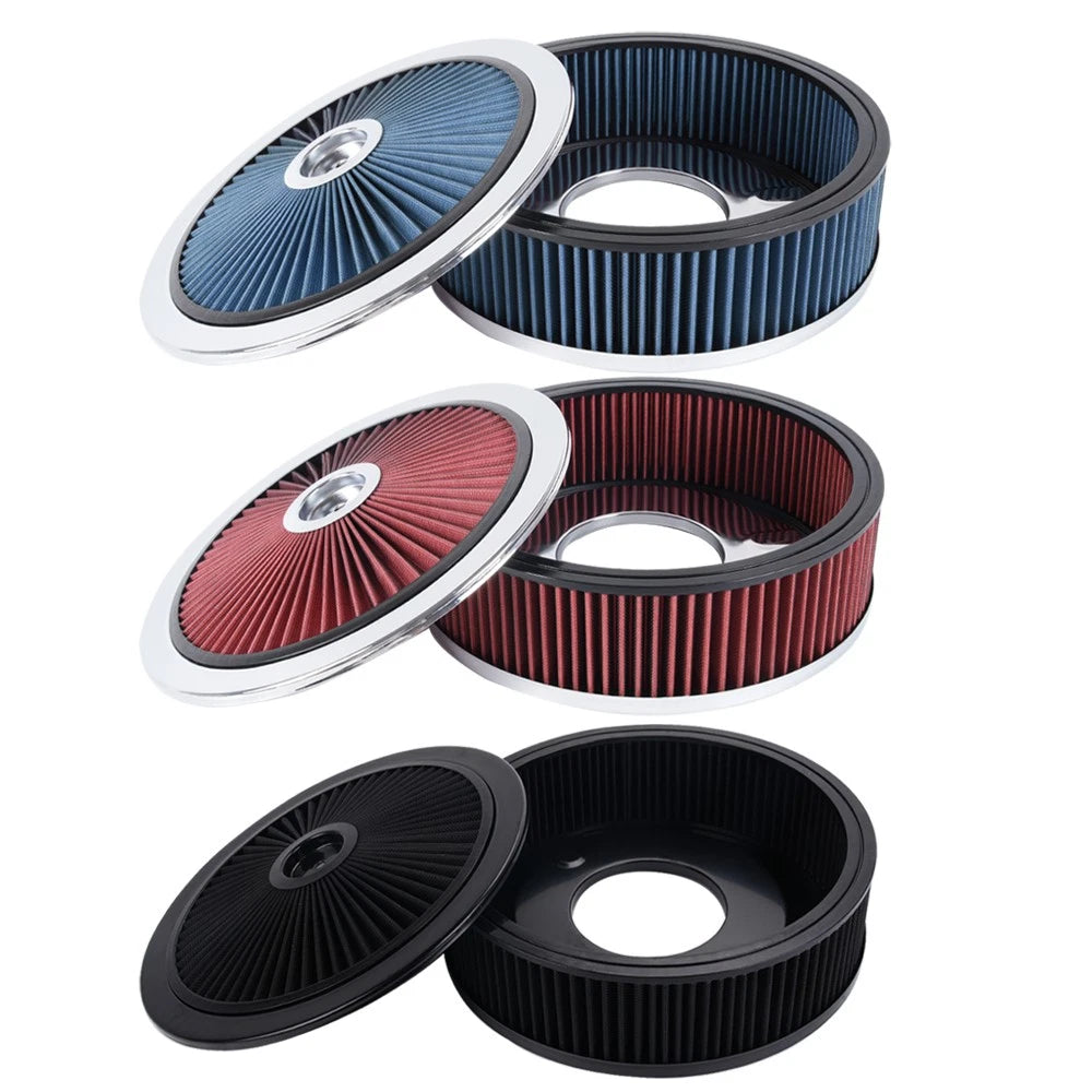 14 Inch Round Deep Dish Performance Air Cleaner for SBC BBC (Universal)
