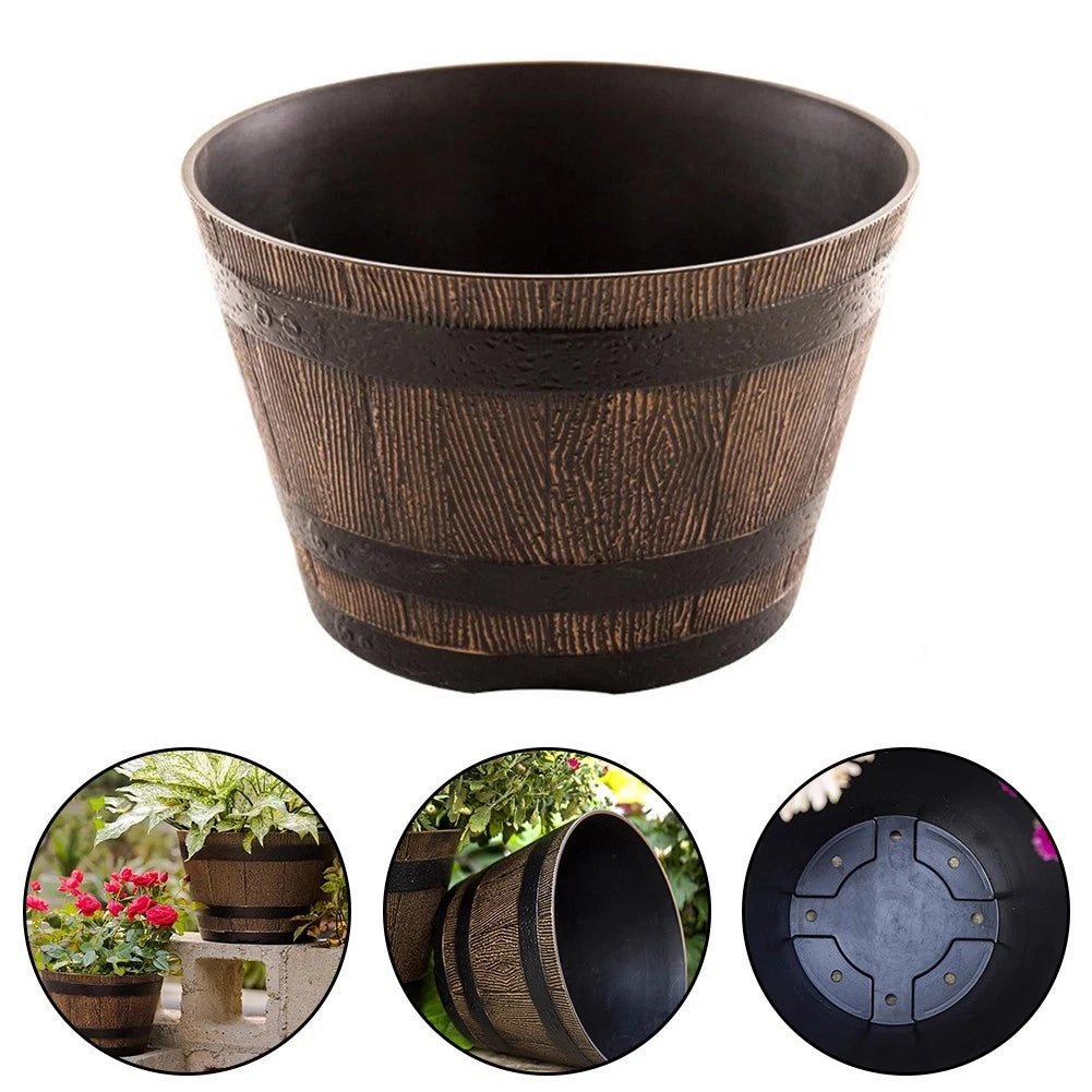Set of 2 Garden Whiskey Bucket Flowerpots