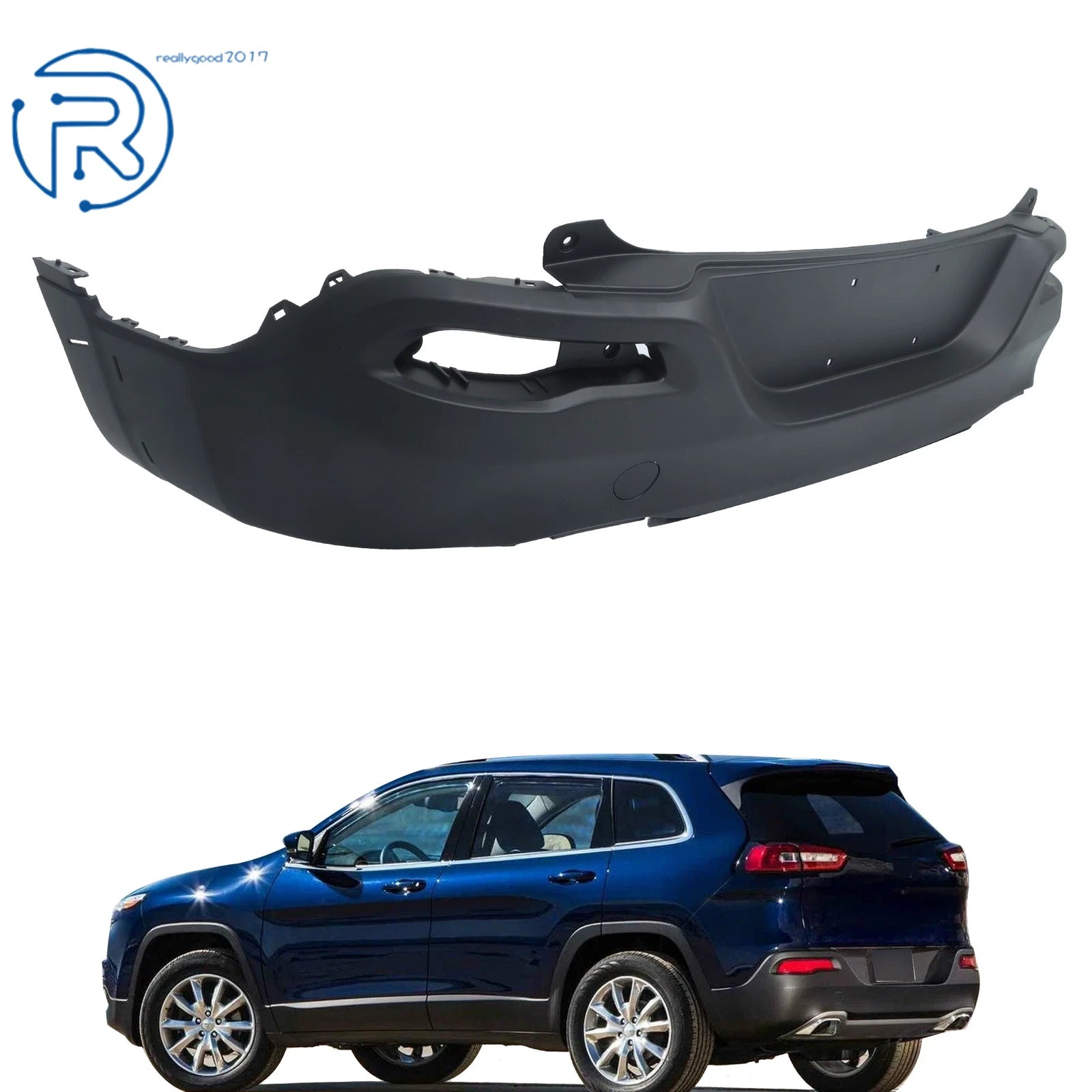 Rear Lower Bumper Cover for Jeep Cherokee (2014-2018) Black Plastic