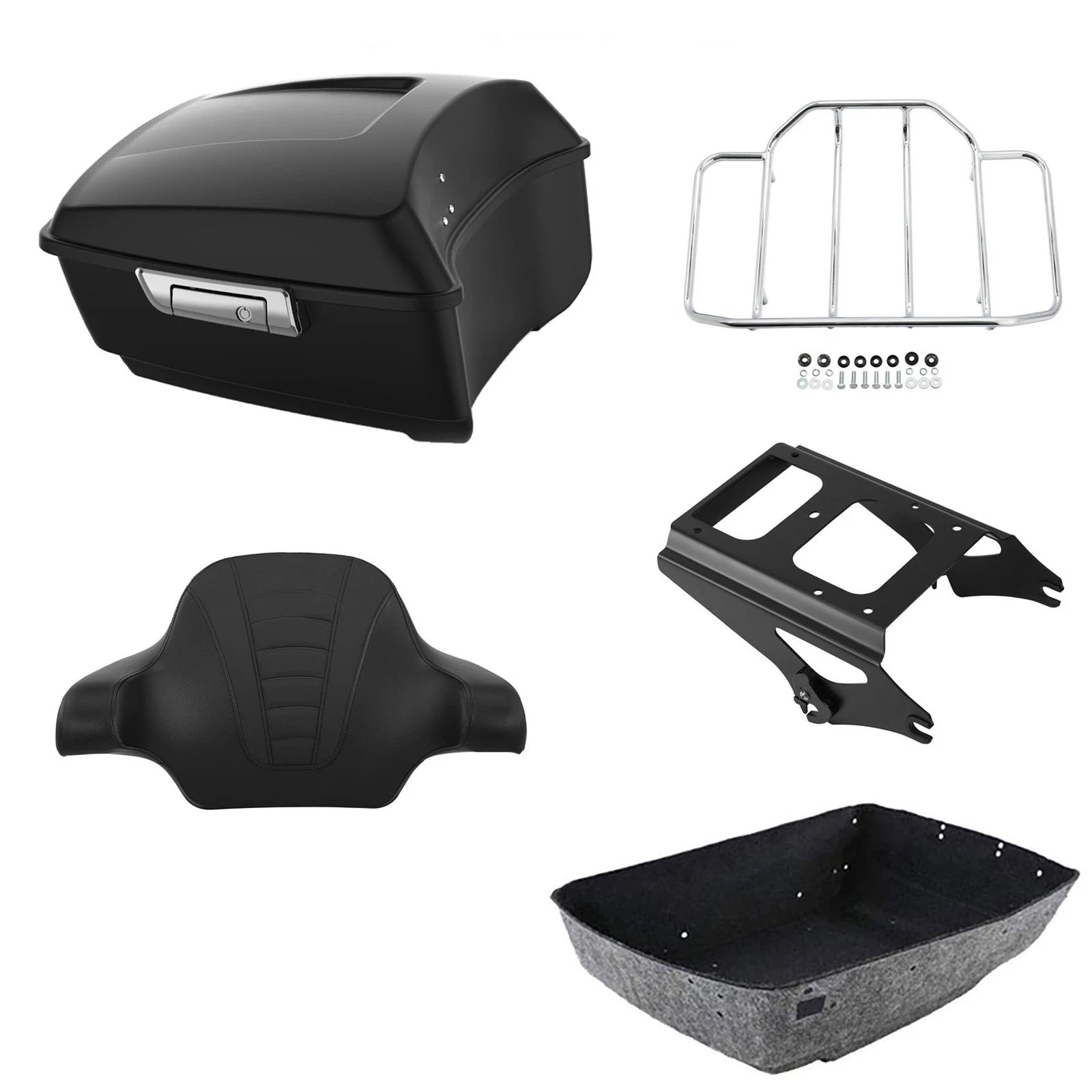 Matte Black King Trunk Backrest Mount Rack for Harley Road Glide (2009–2013)