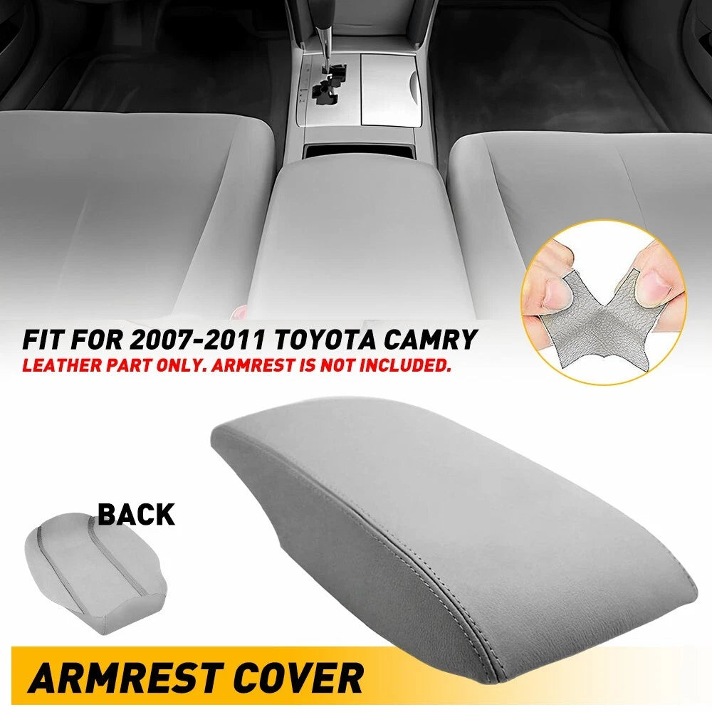 Center Console Lid Armrest Cover for Toyota Camry (2007–2011) Leather Gray