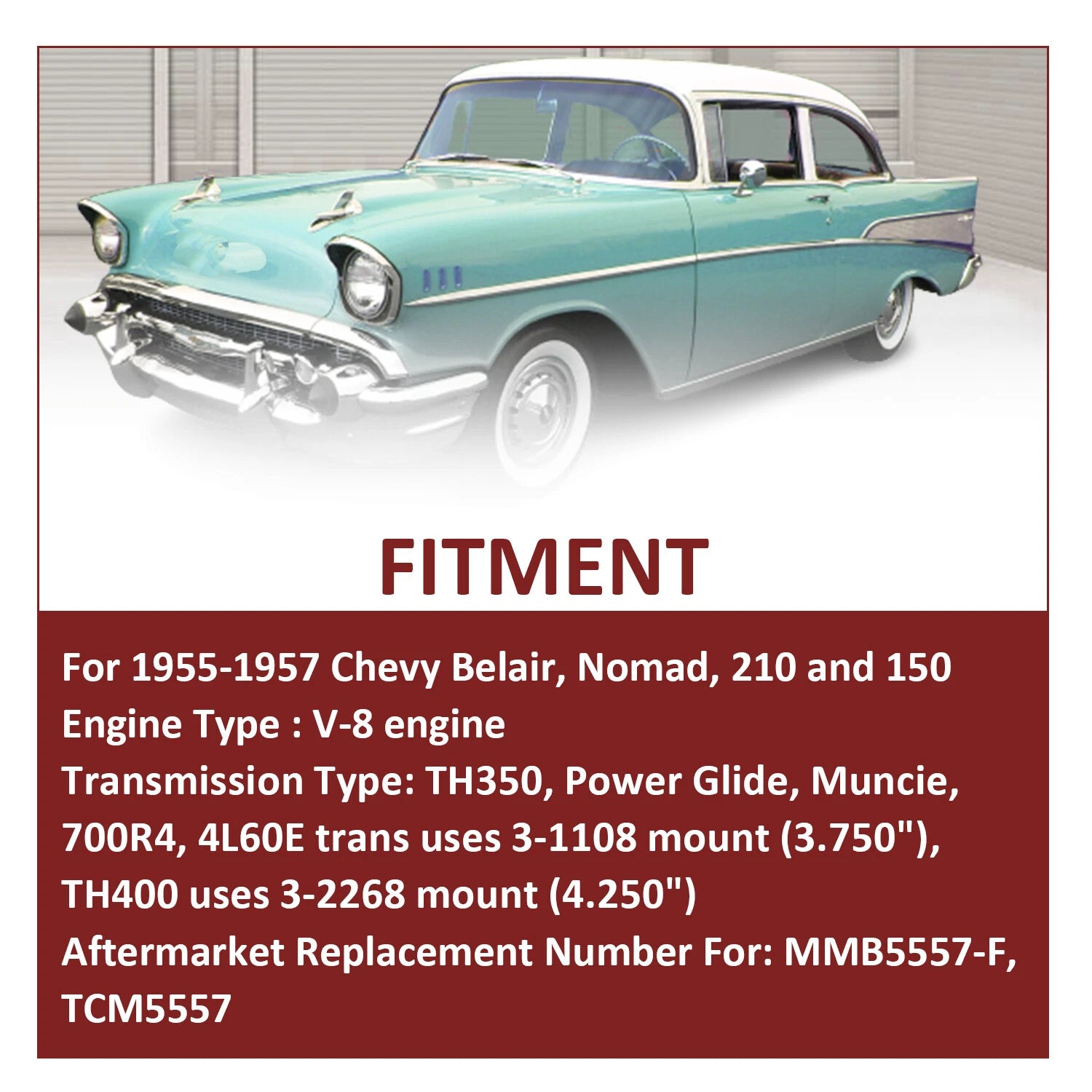 Transmission Mount Kit for Chevy 210 150 Belair V8 (1955–1957)