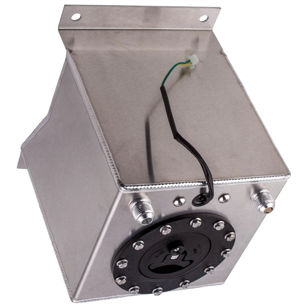 2.5 Gallon Aluminum Polished Fuel Cell Tank for Racing Drift with Level Sender